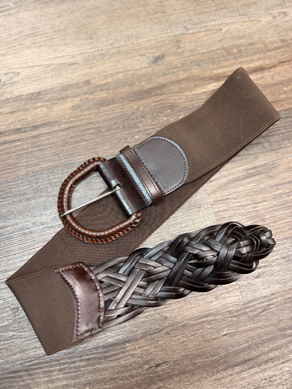 Leather Braided Stretch Belt