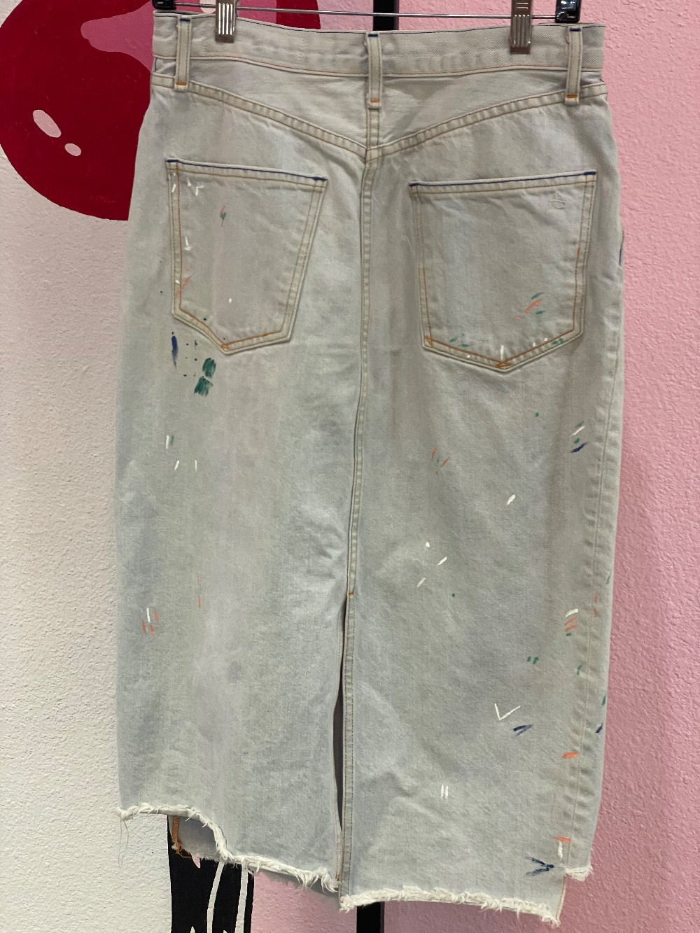 Rag & Bone Paint Splatter Denim Maxi Skirt