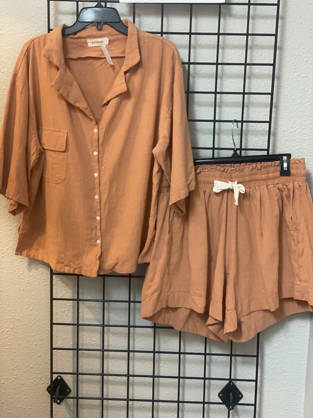Golden Linen/Cotton Shorts Set