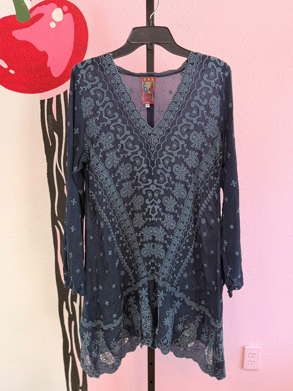 Johnny Was Eyelet Long Sleeve Dress