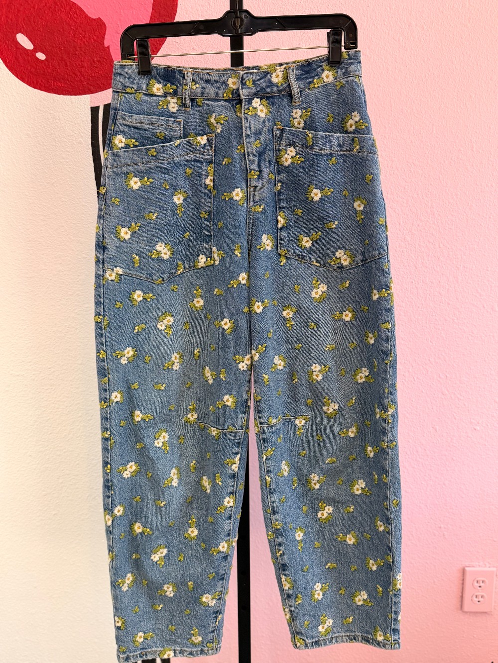 Avec Les Filles Embroidered Floral Jeans