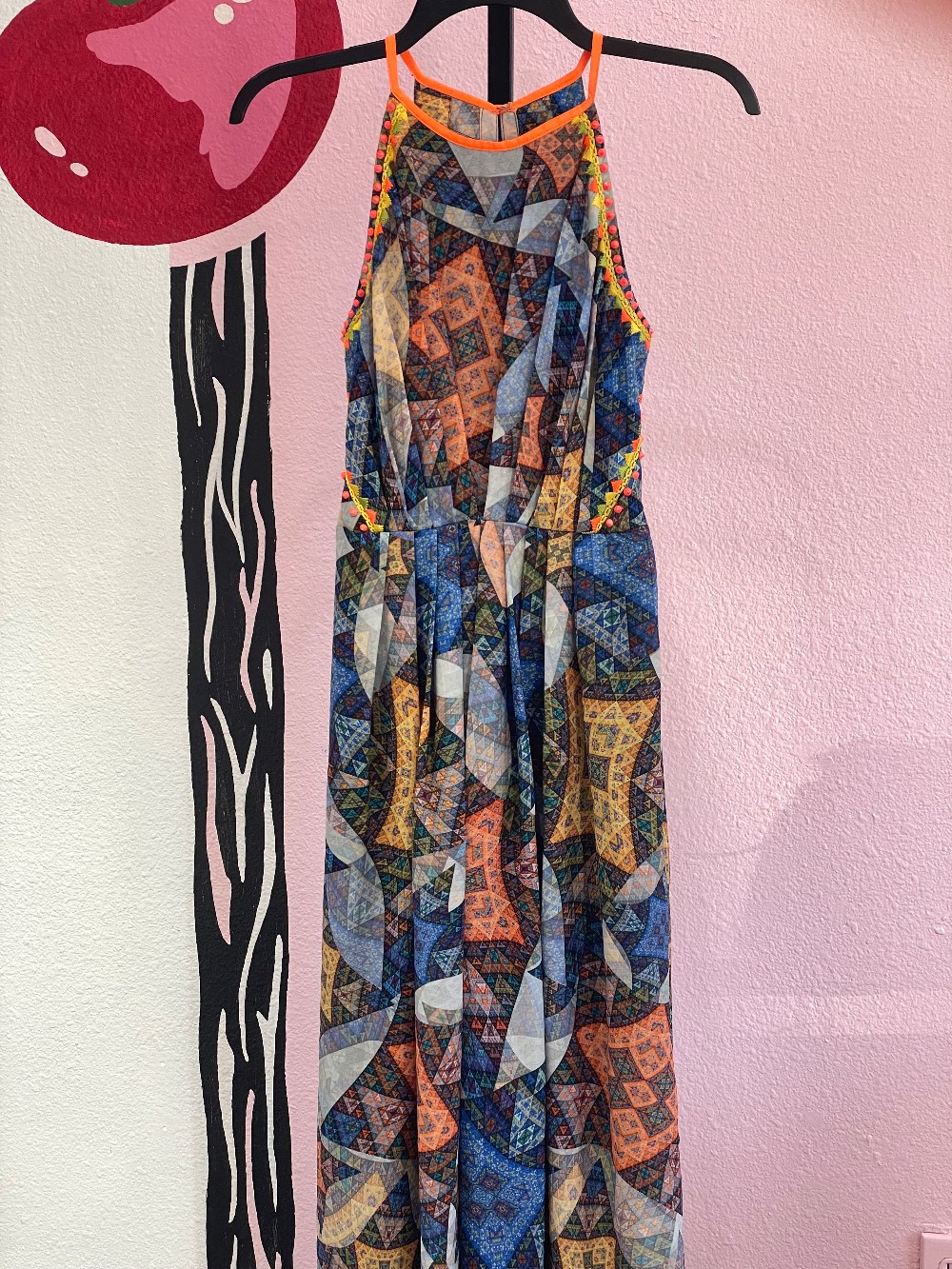 Ranna Gill Kaleidoscope Print Halter Maxi Dress