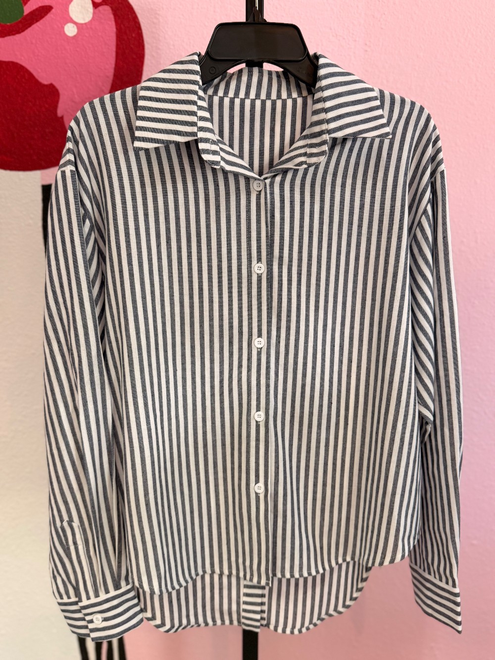 Commense Cotton Blend Striped Button Down