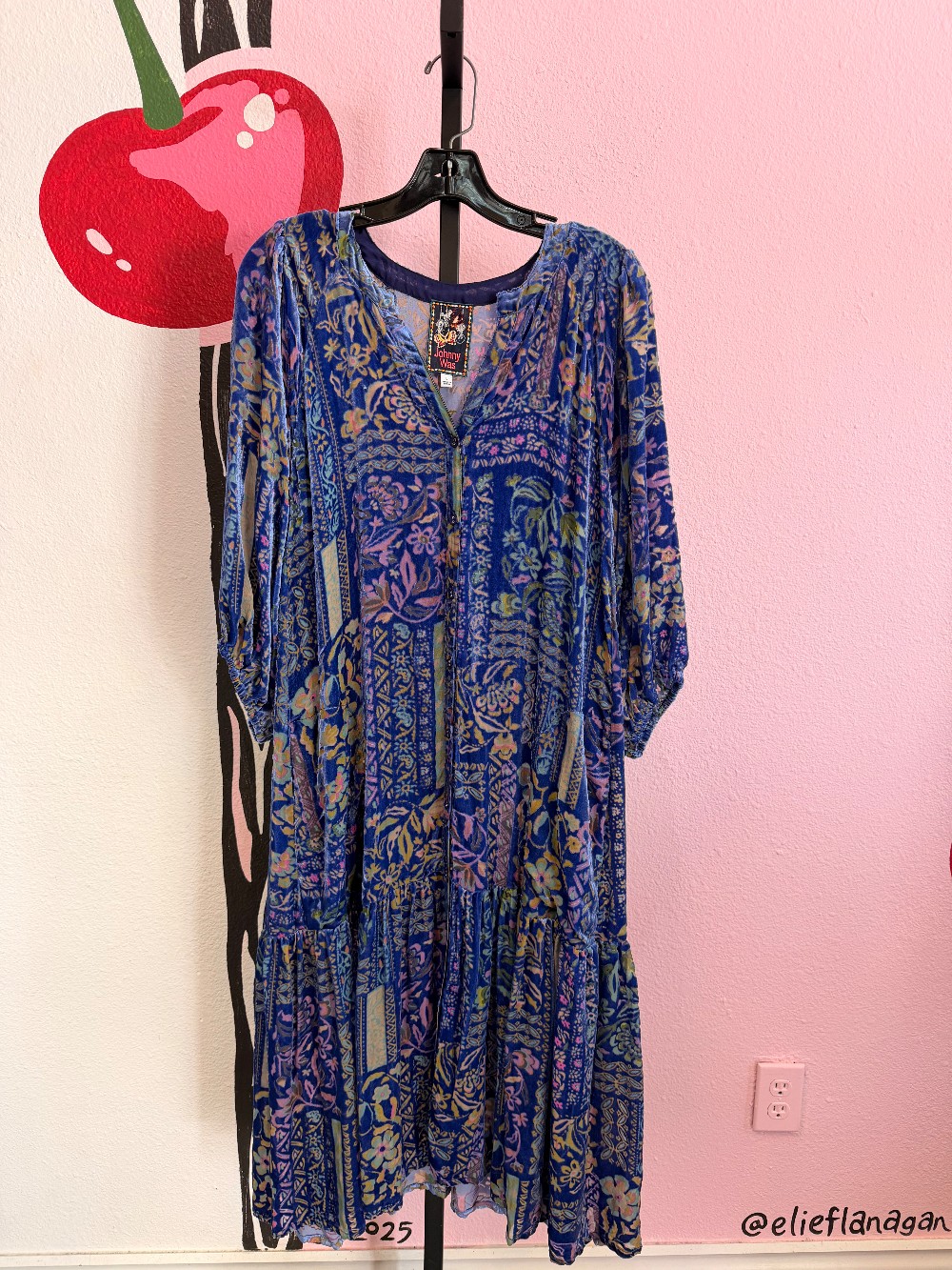 Johnny Was Velvet Floral Dress