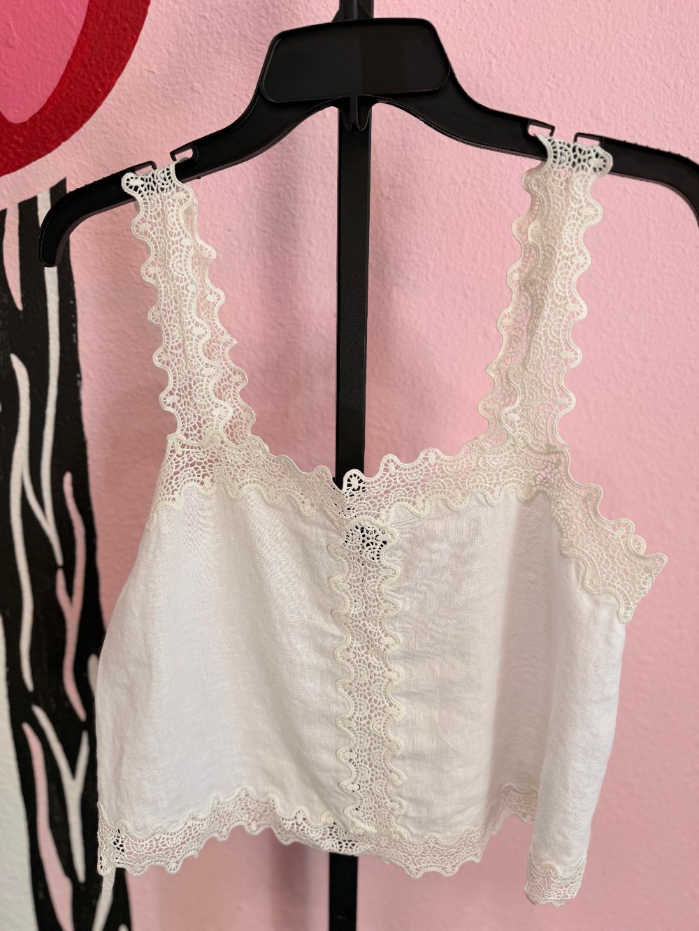 J Crew Lace Crop Linen Tank Top