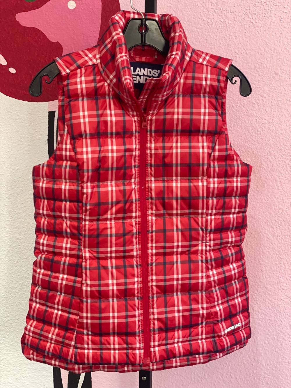 Lands End Plaid Puffer Vest