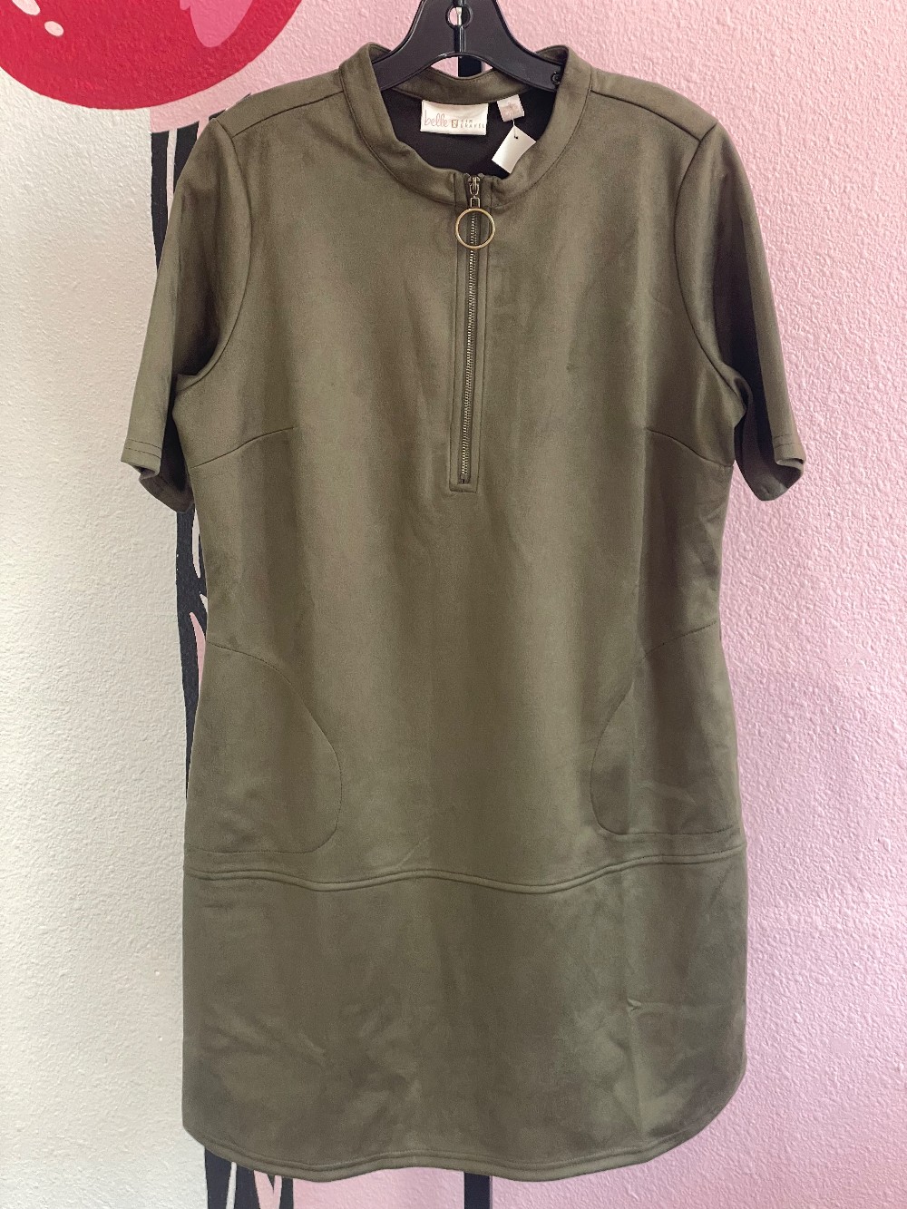 Belle Velour Zip Neck Mod Dress