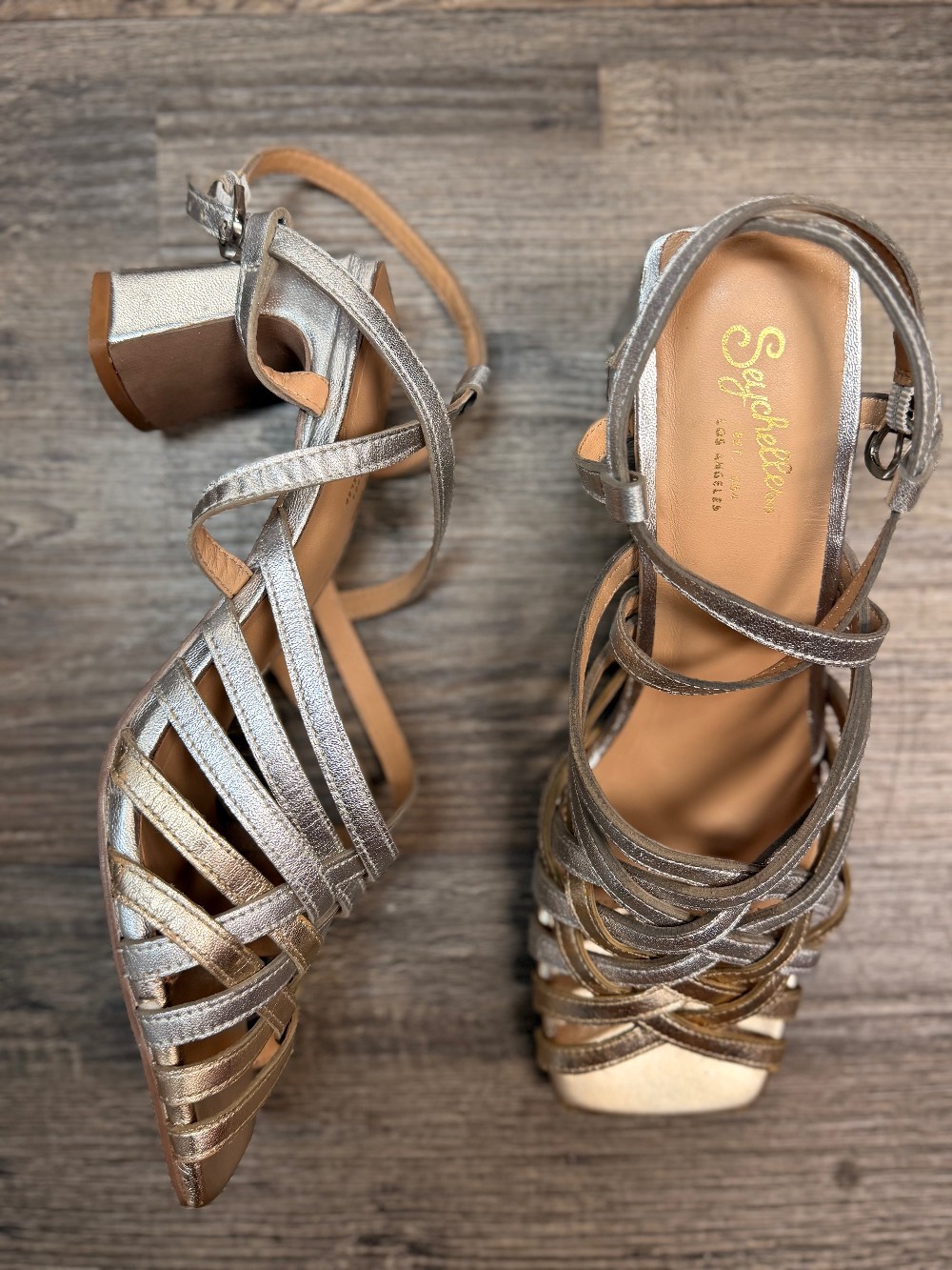 Seychelles Metallic Woven Square Toed Sandals
