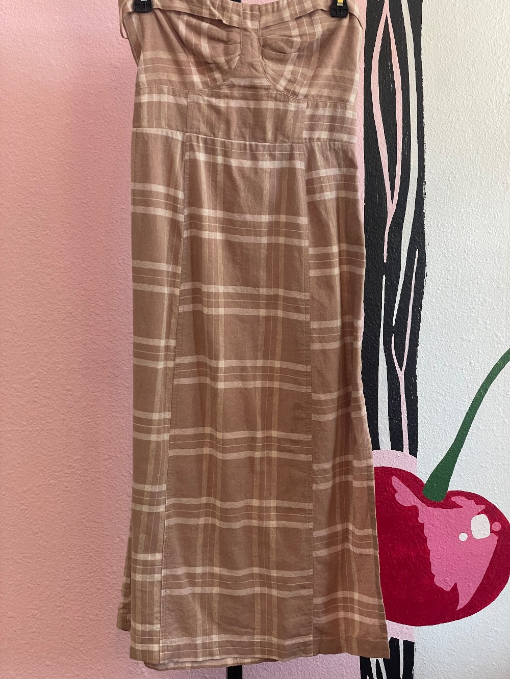 Free People Plaid Linen Cotton Maxi Dress