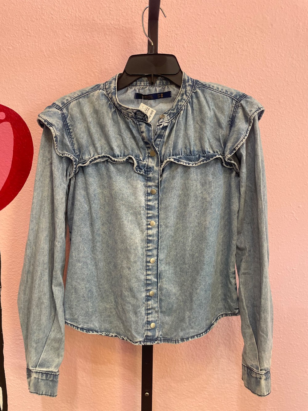 Blue Steel Mandarin Chambray Snap Button Down