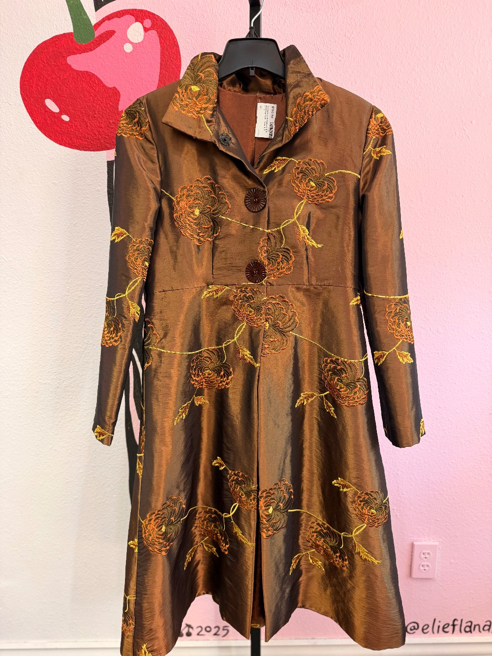 Custom Embroidered Silk Evening Coat