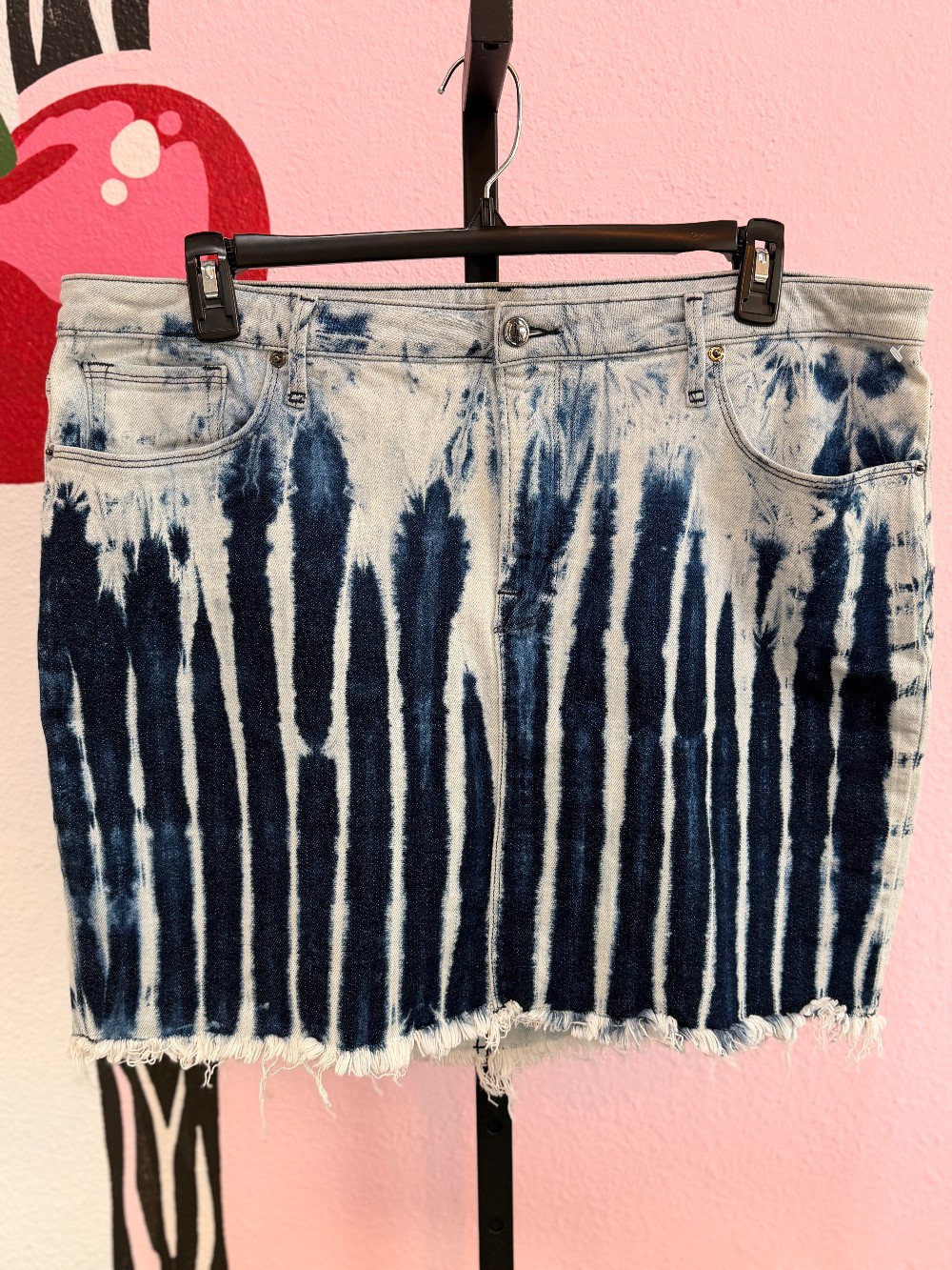 Good American Shibori Tie Dye Denim Skirt