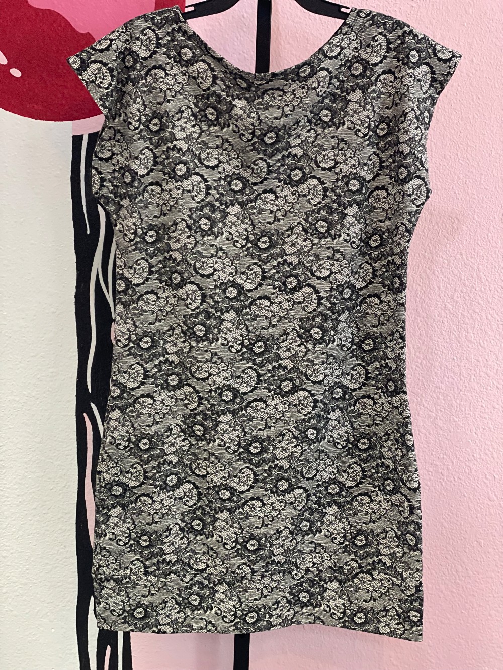 FluffyCo Lace Print Banded Hem Dress