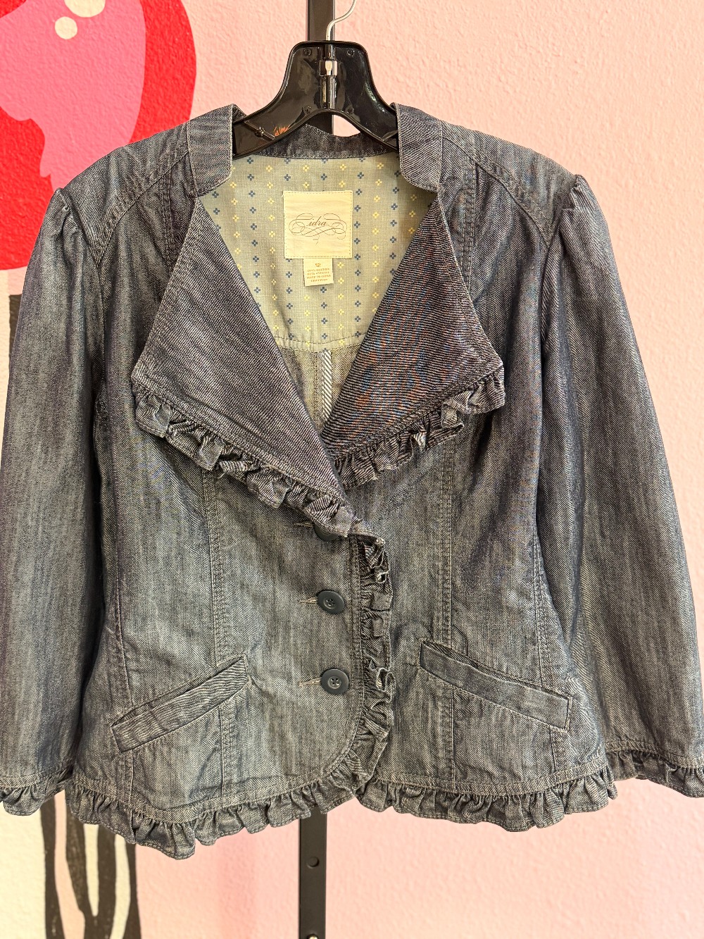 Cidra Ruffle Trim Denim Jacket
