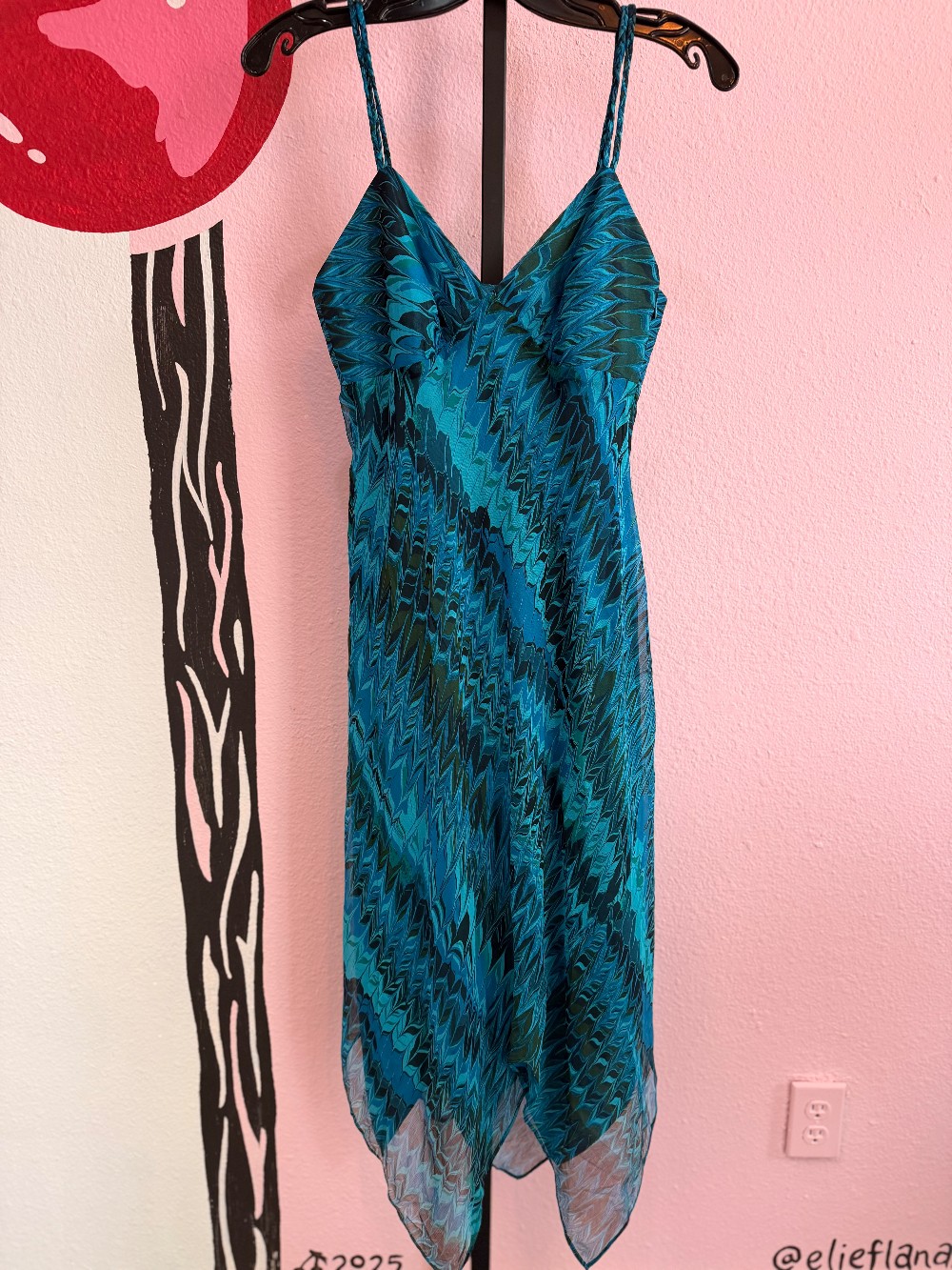 Laundry Silk Braided Strap Marbled Dress