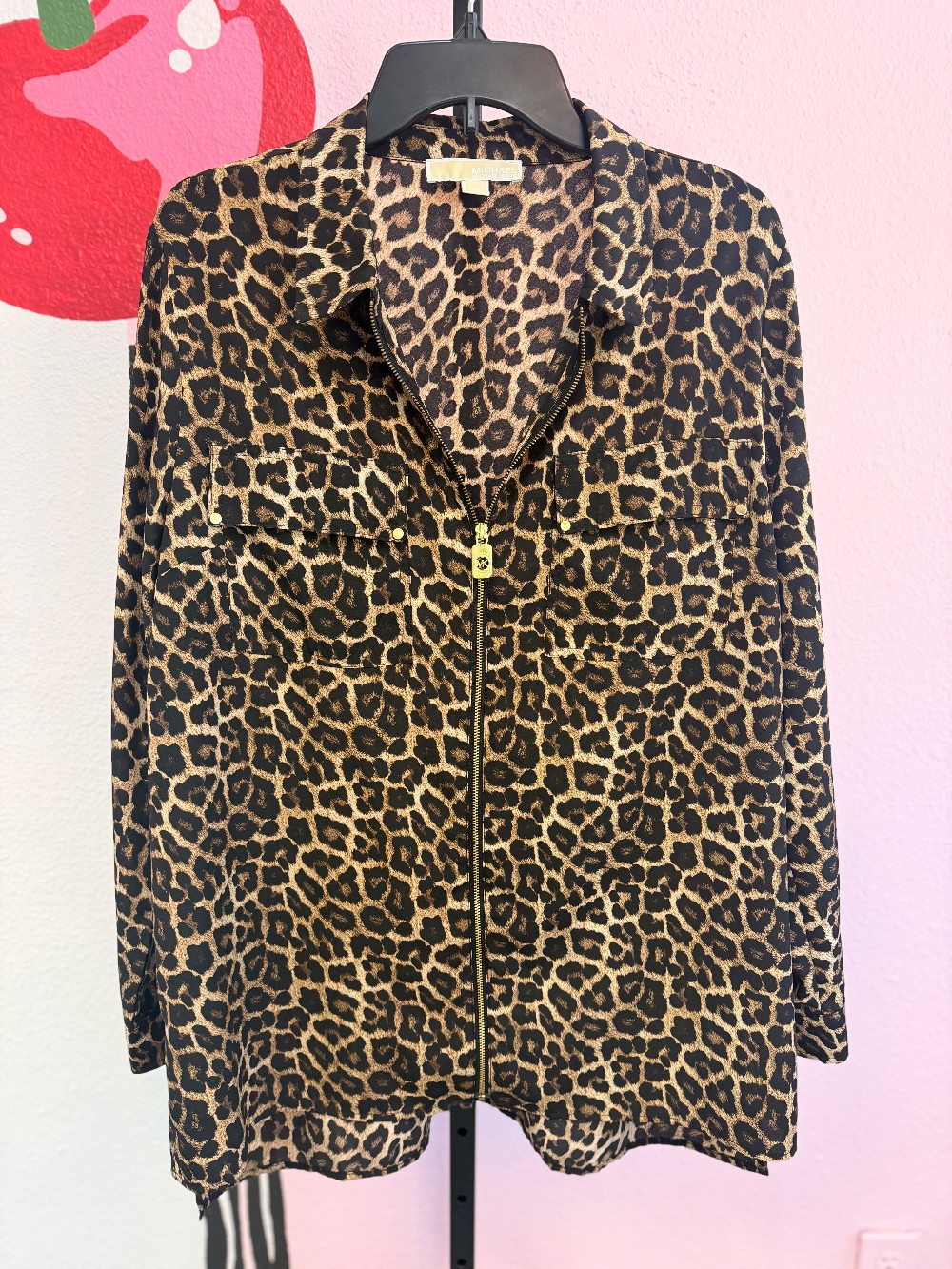 Michael Kors Leopard Full Zip Top