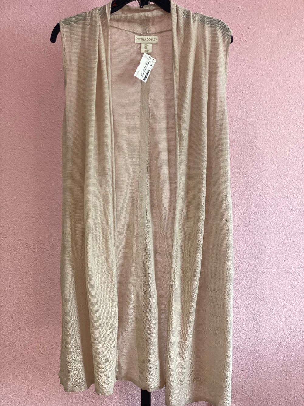 Cynthia Rowley Drape Front Open Cardi Vest