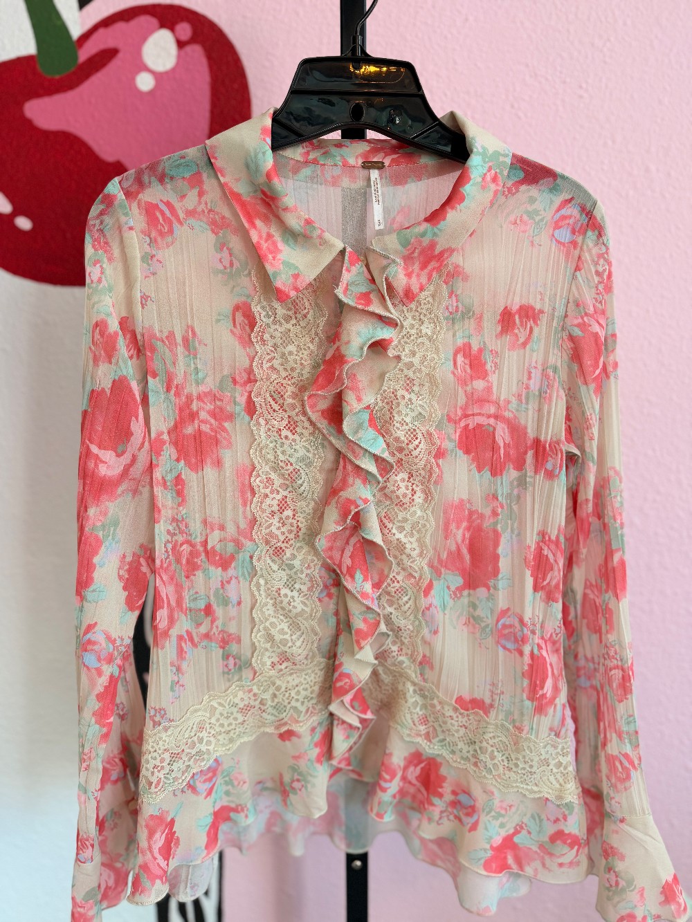 Free People Ruffle Button Down Top