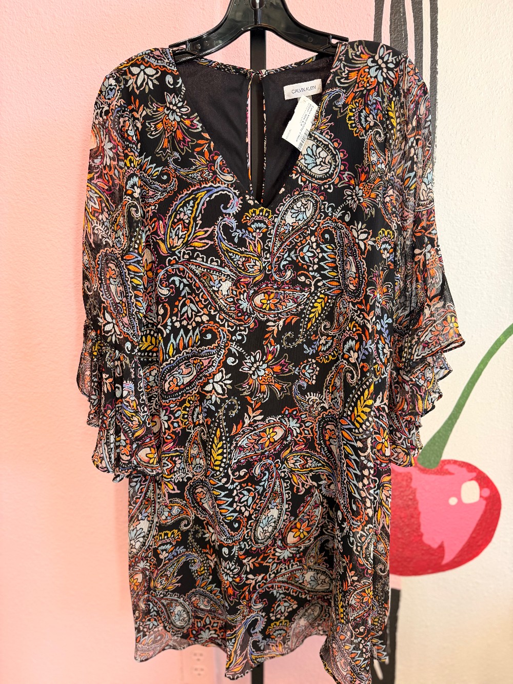 Calvin Klein Paisley V-Neck Dress