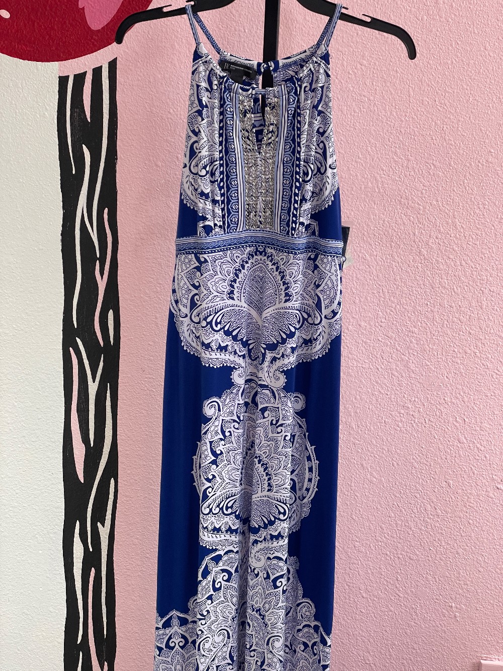 INC Ocean's Tale Beaded Halter Maxi Dress
