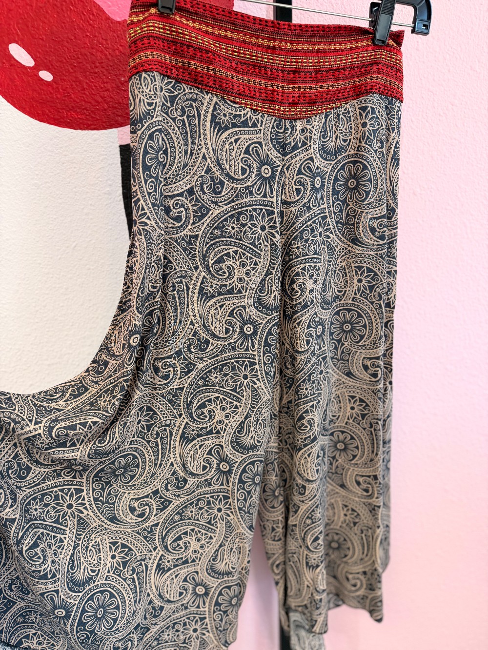 Thai Style Wide Leg Paisley Pattern Pants