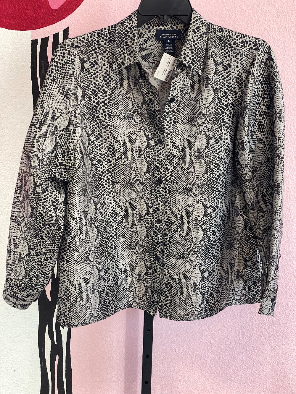 Jones NY Silk Snakeskin Button Down