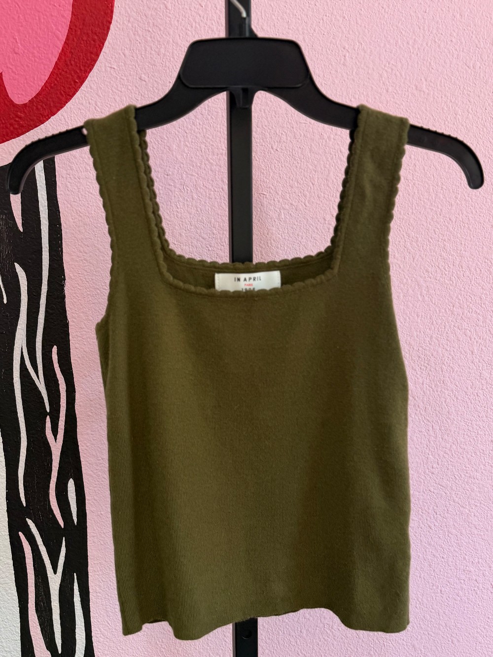 In April Scallop Trim Knit Tank Top
