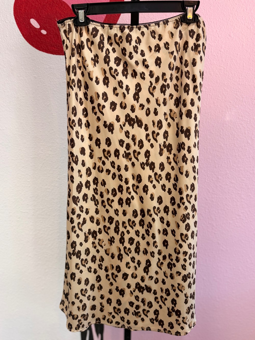 Love Tree Leopard Satin Maxi Skirt