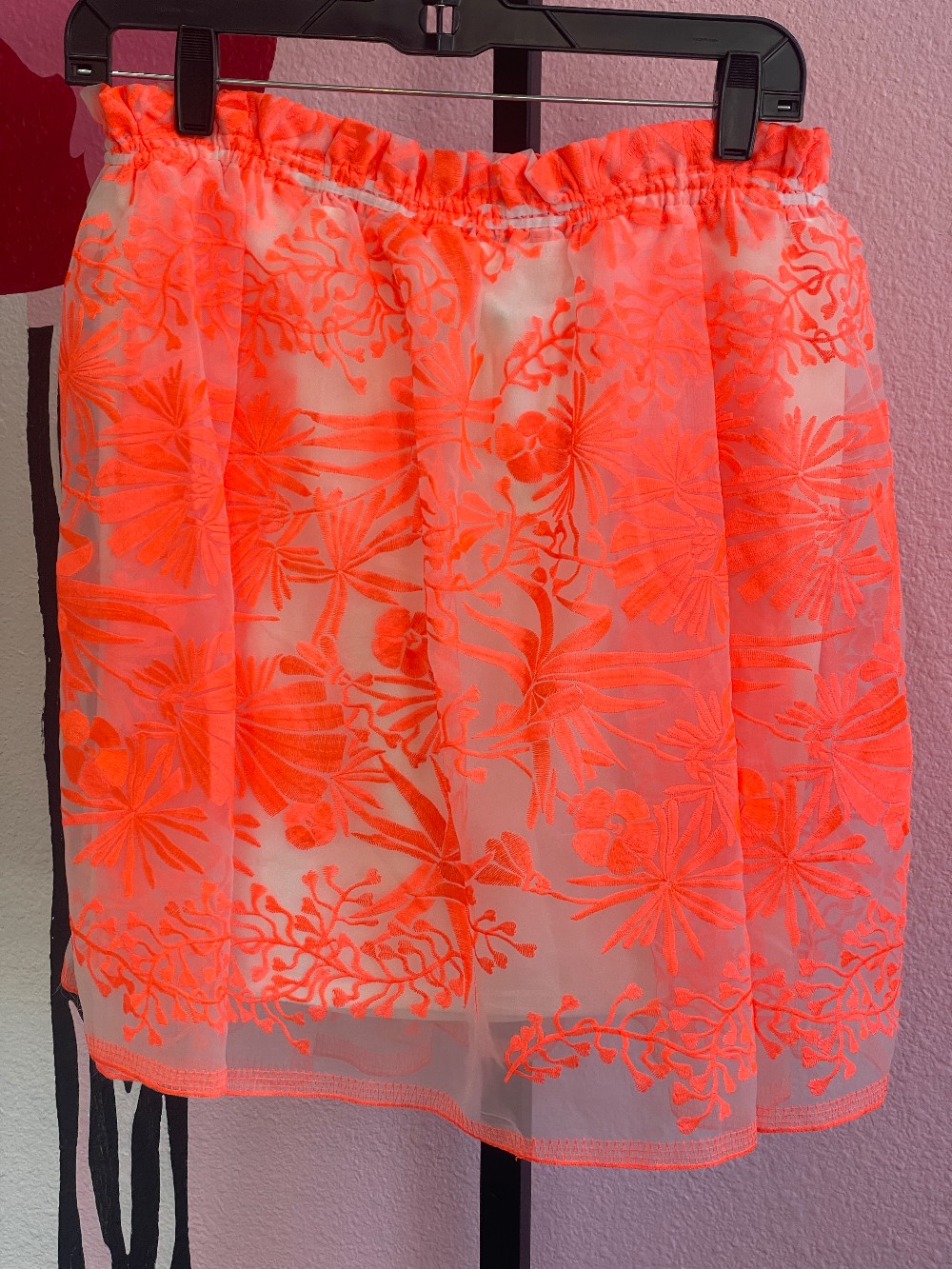 Maje Neon Embroidered Organza Skirt