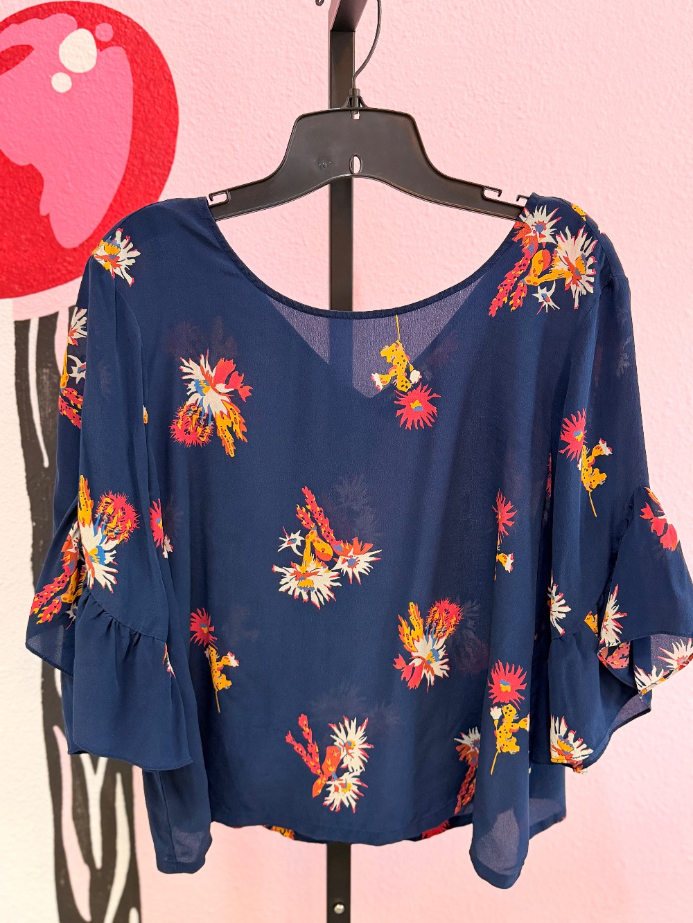 Madewell Floral Flutter Sleeve Silk Blouse