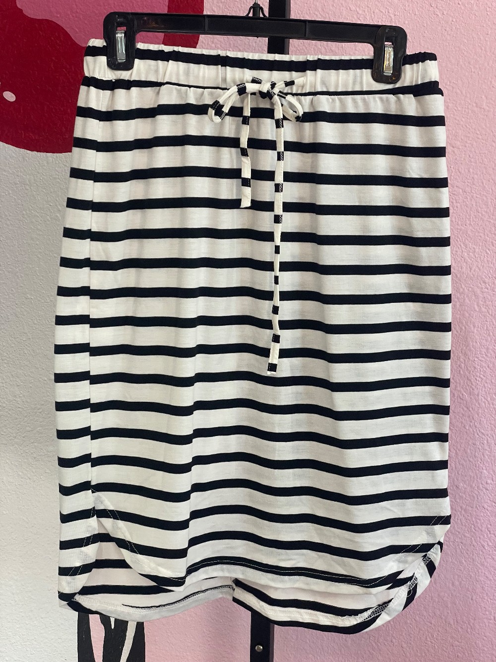 Tickled Teal Striped Elastic Waist Skirt
