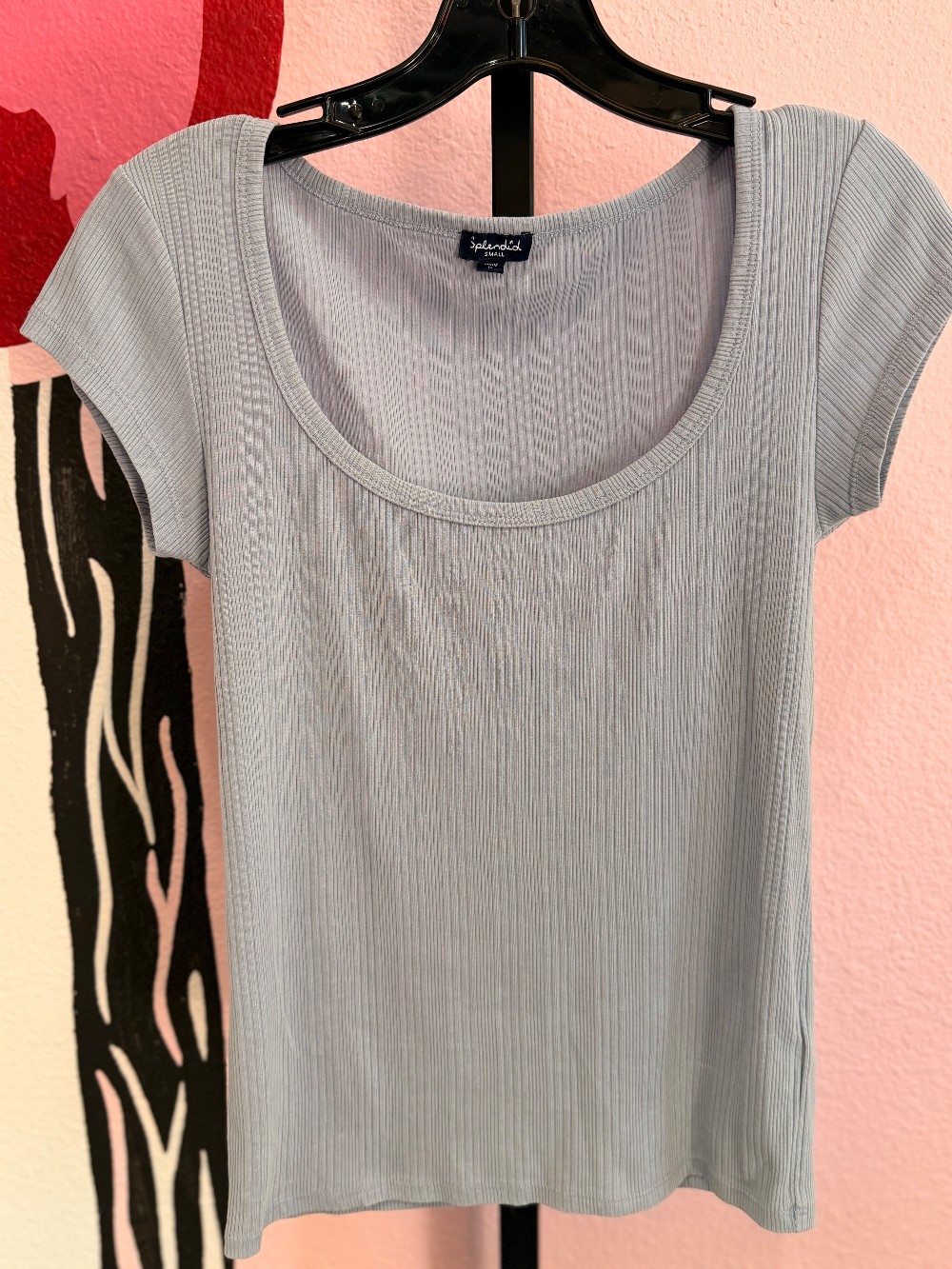 Splendid Ribbed Short Sleeve Top
