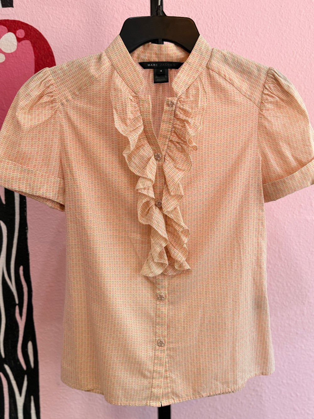 Marc Jacobs Cotton Ruffle Button Down Top