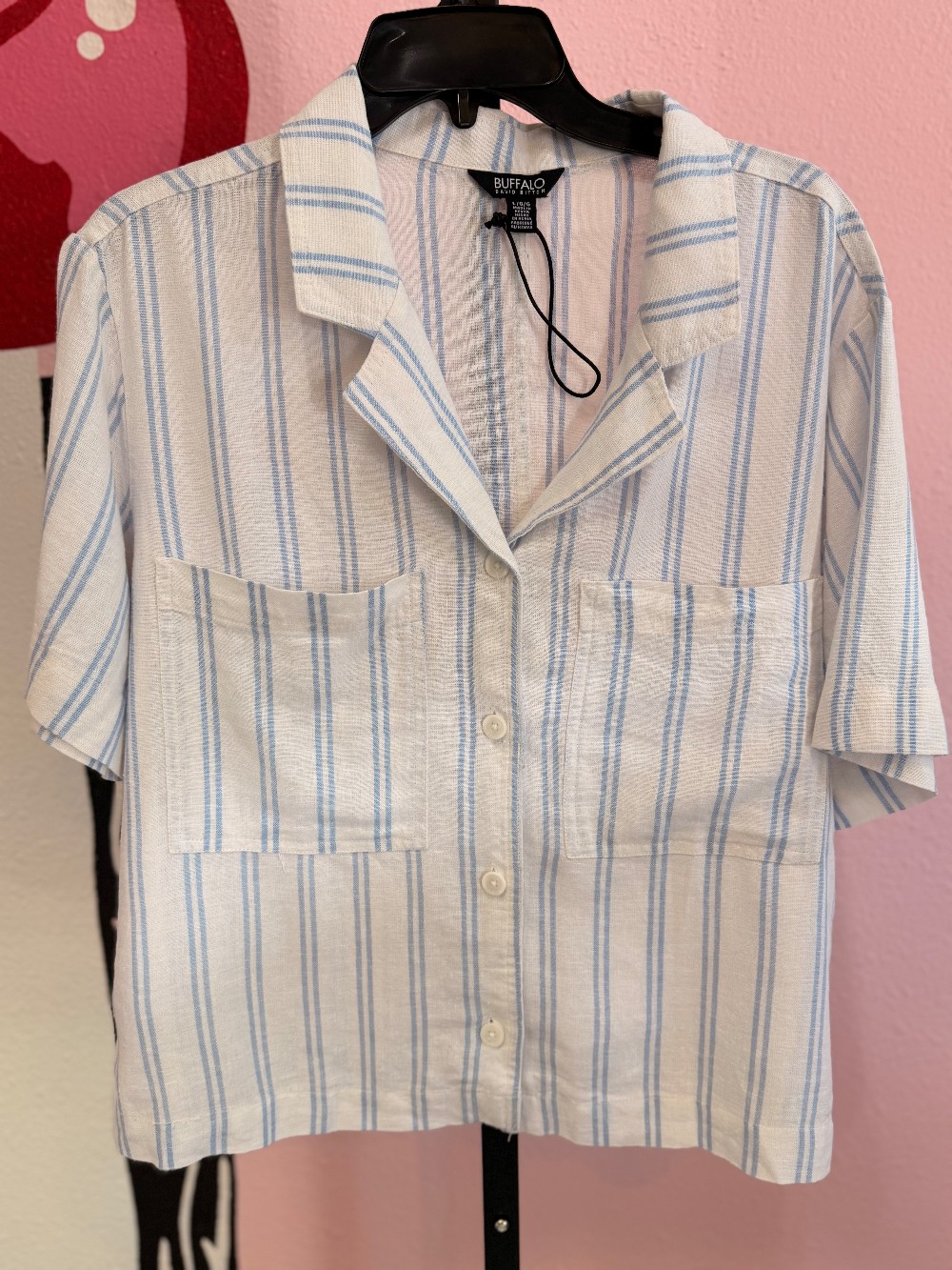 Buffalo Linen Blend Striped Button Down