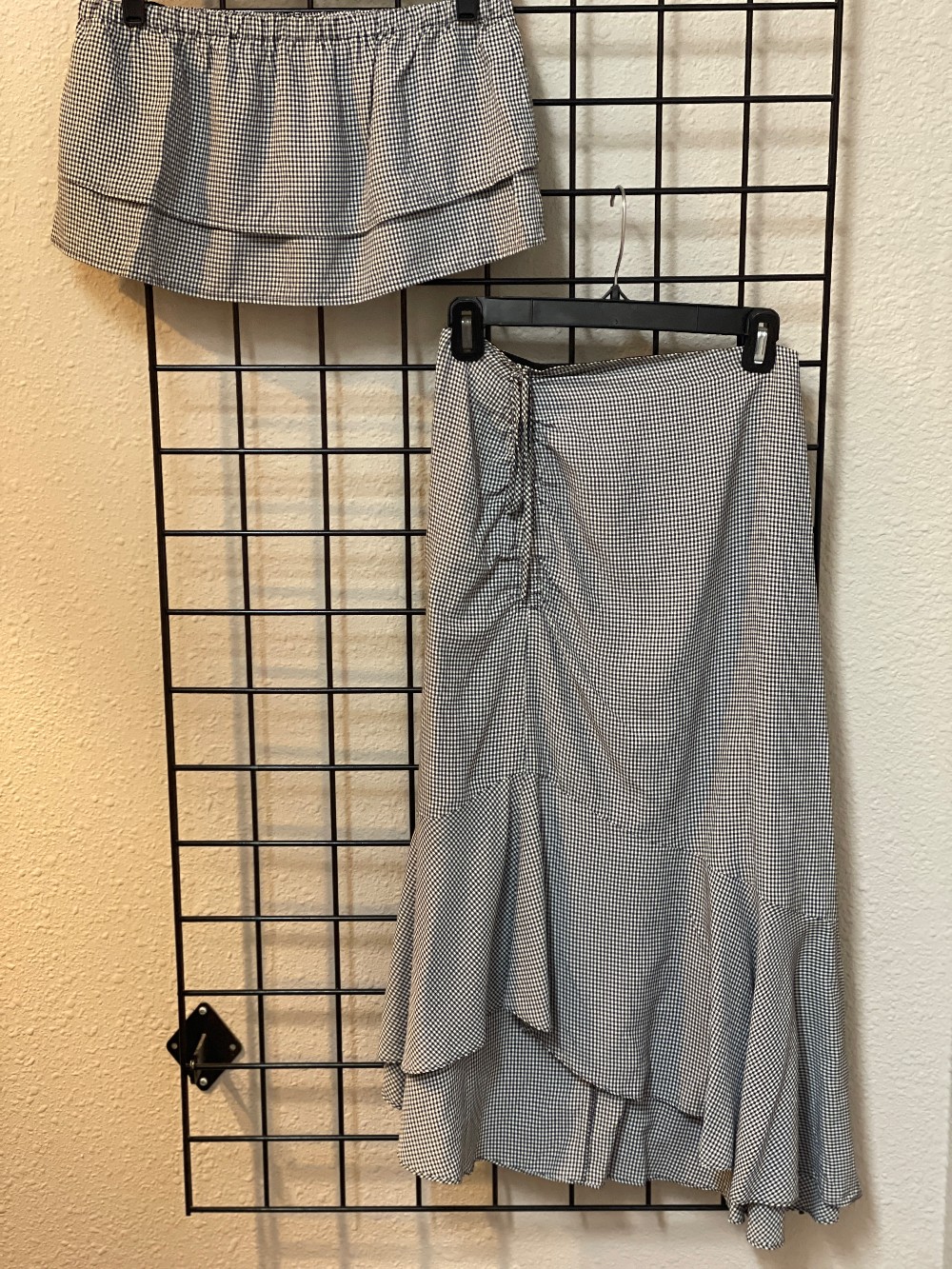 Club Monaco Gingham Strapless Top