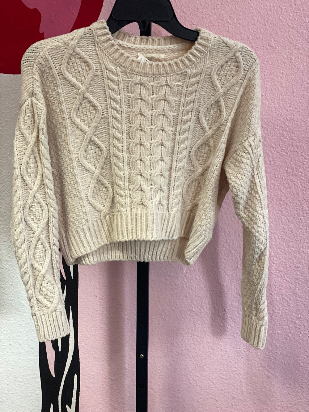 LA Hearts Chenille Cable Knit Crop Sweater