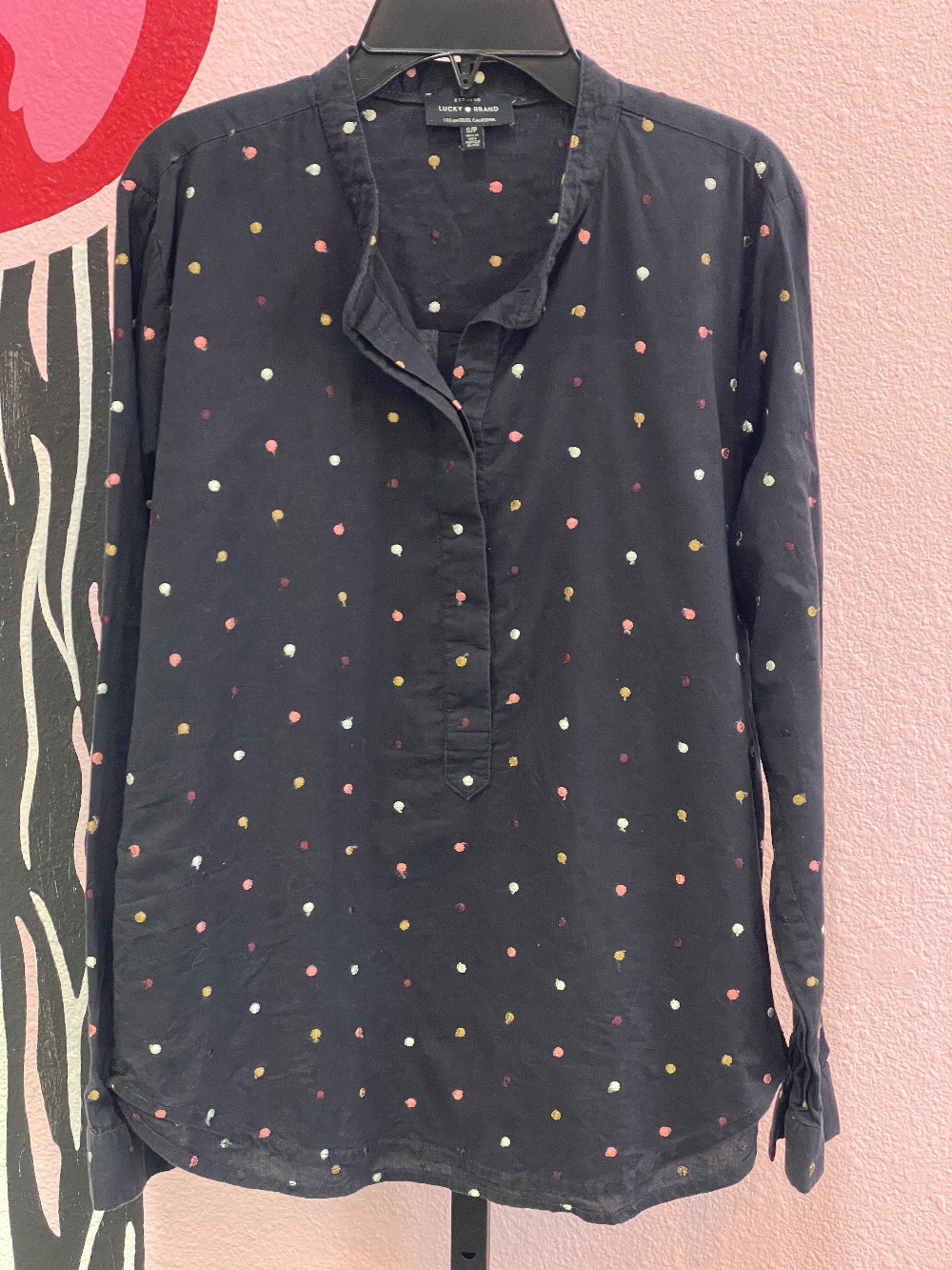 Lucky Brand Embroidered Polka Dot Henley