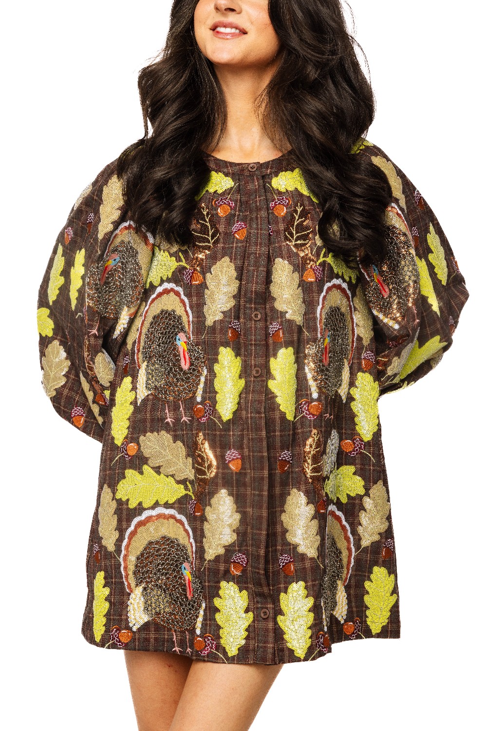 Queen of Sparkles - Brown Turkey & Leaves  Dress