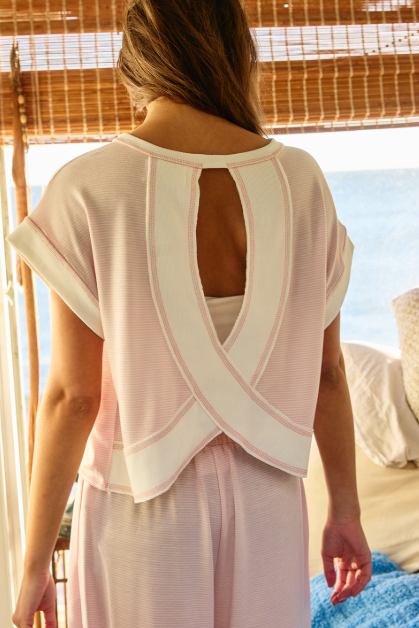 Bucket List - Overlap Open Back Top - Pink