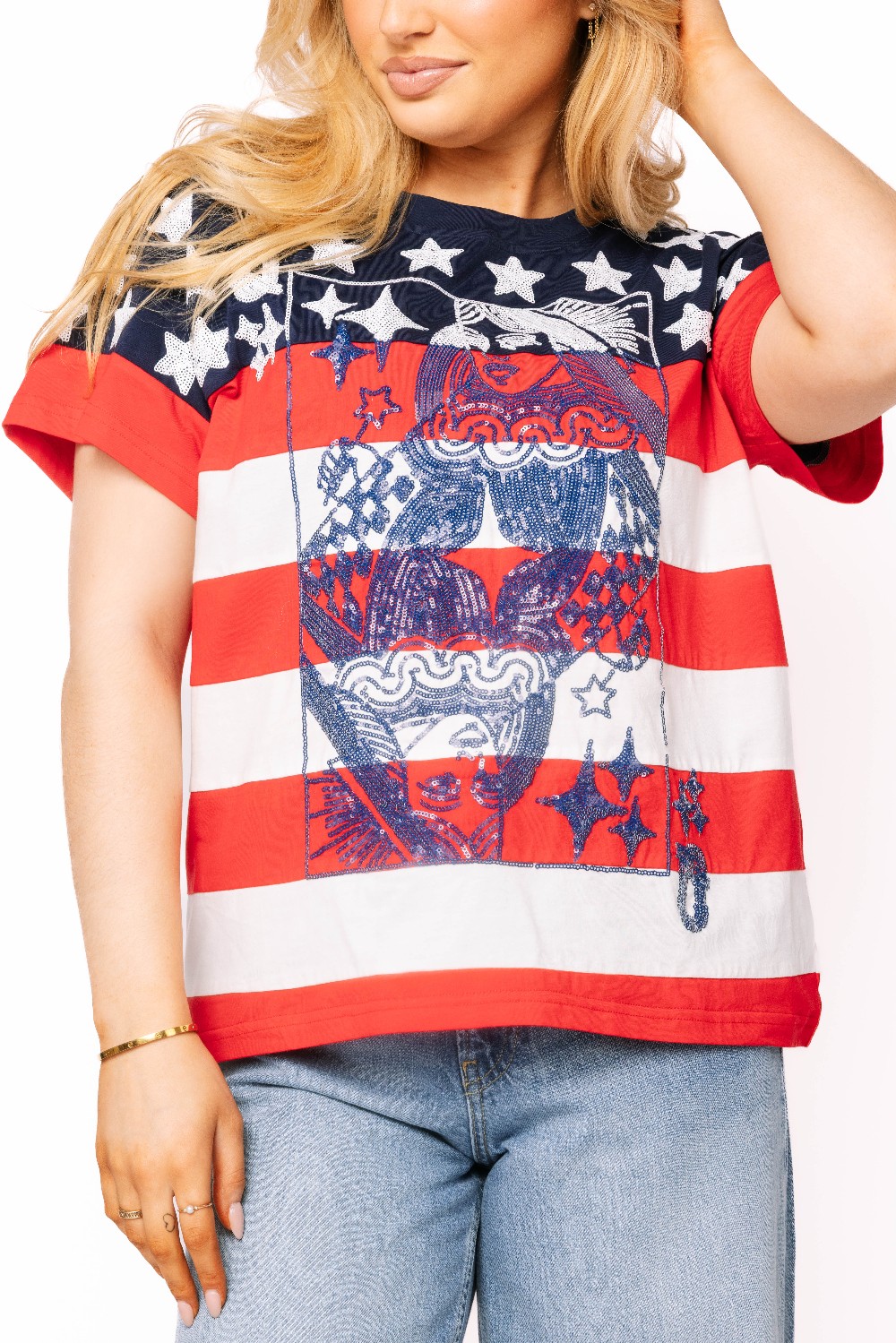 Queen of Sparkles - USA Star & Stripe Logo Tee