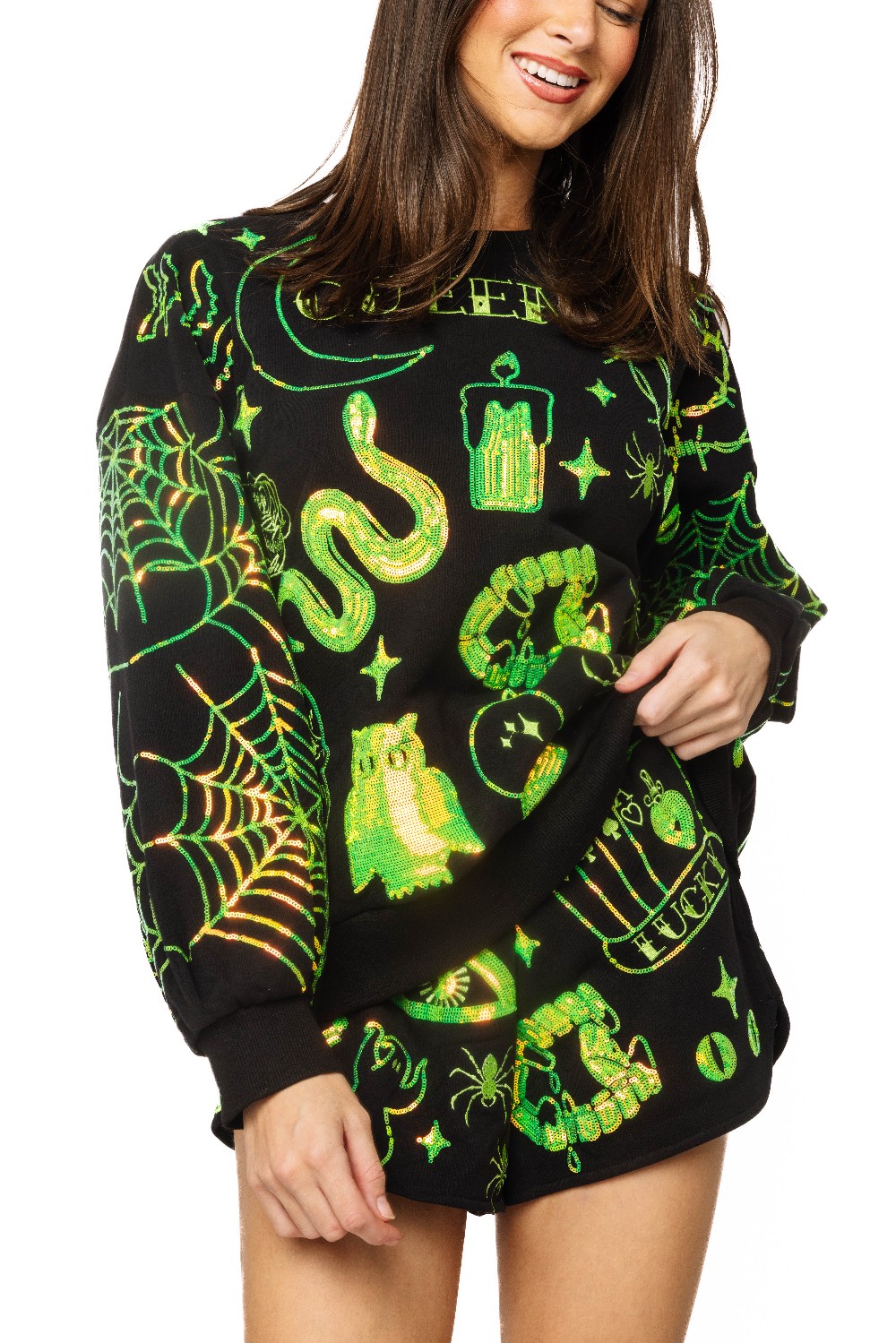 Queen of Sparkles - Black & Green  Halloween Icon Sweatshirt