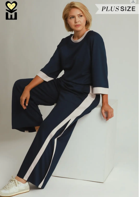 Umgee - Black Colorblock Pant (Plus)