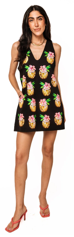 Queen of  Sparkles - Black Coconut Drink Tank Dress