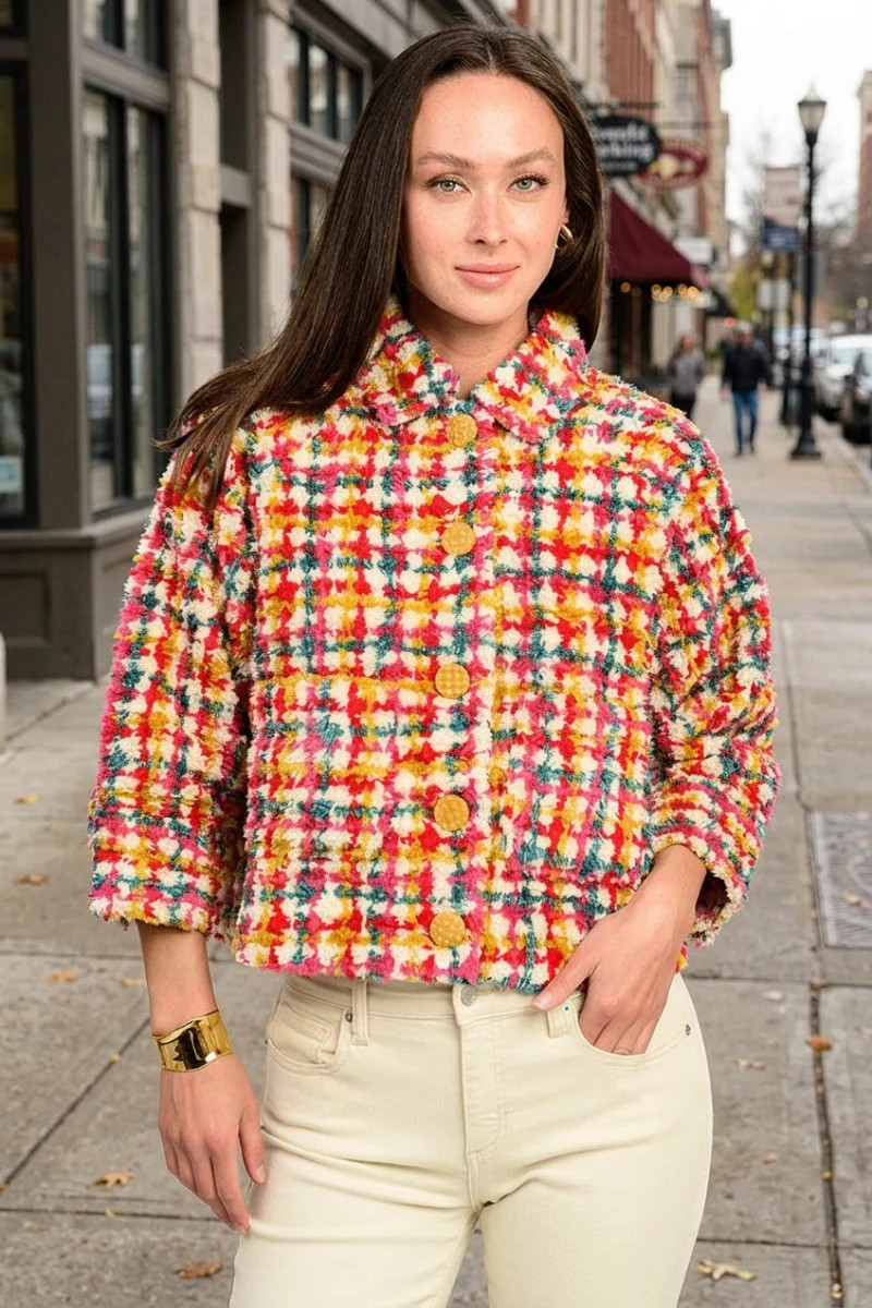 Ivy Jane - Plaid Shag Jacket - Multi