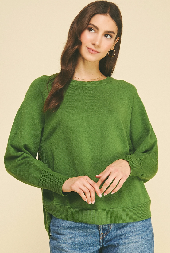 Pinch - Raglang Sleeve Crewneck Sweater - Pesto Green