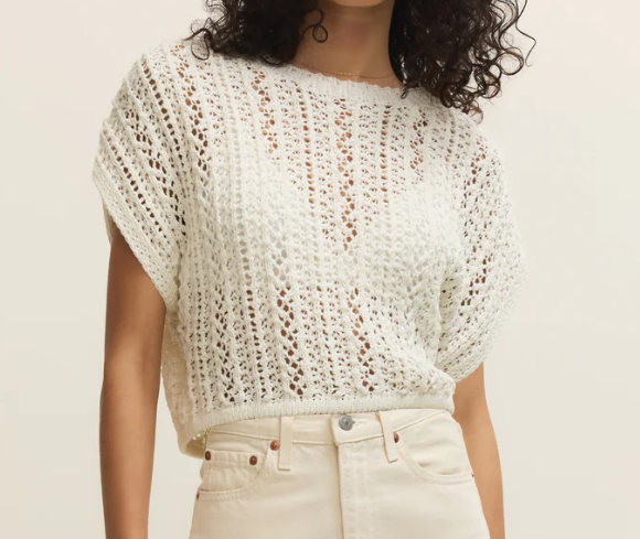 Z Supply - Ballast Cropped Crochet Top - White