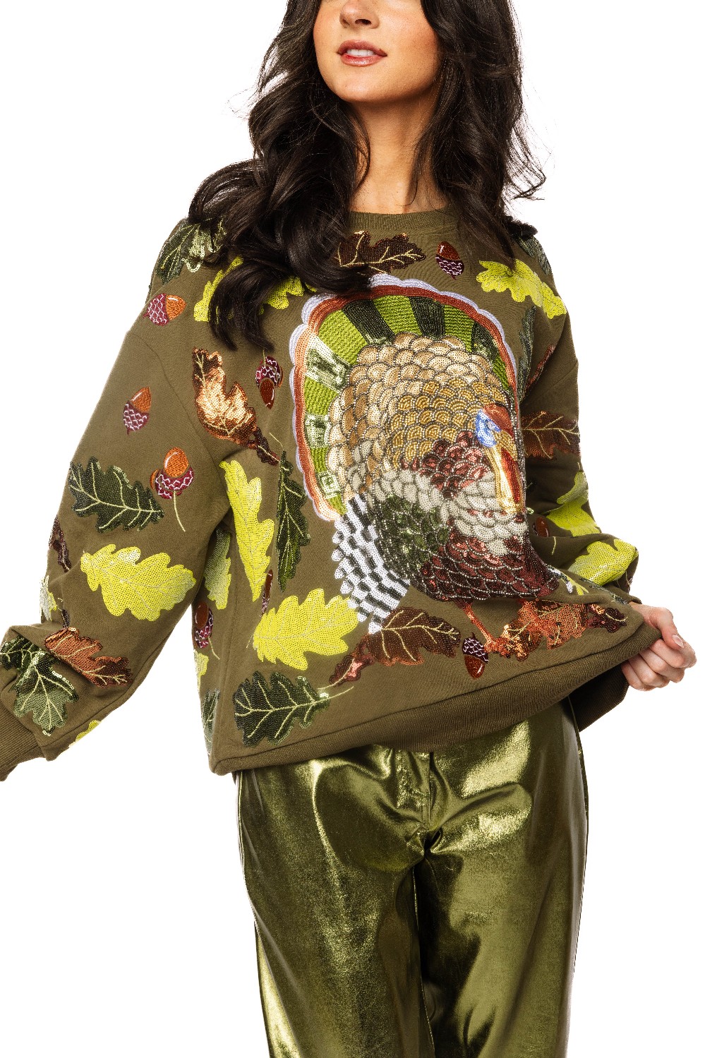 Queen of Sparkles - Olive Turkey  Sweatshirt