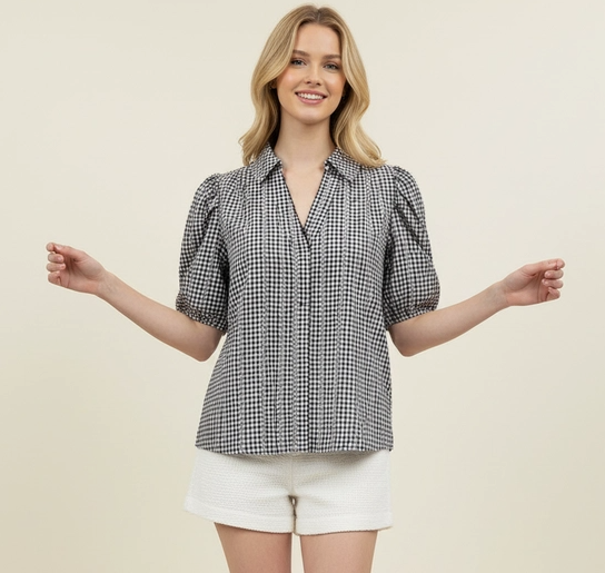 Pinch - Floral Gingham Blouse