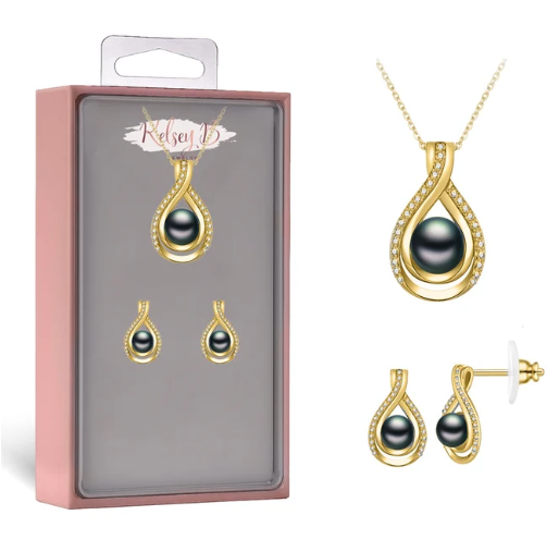Pearl Infinity CZ Box Set - Gold - Black
