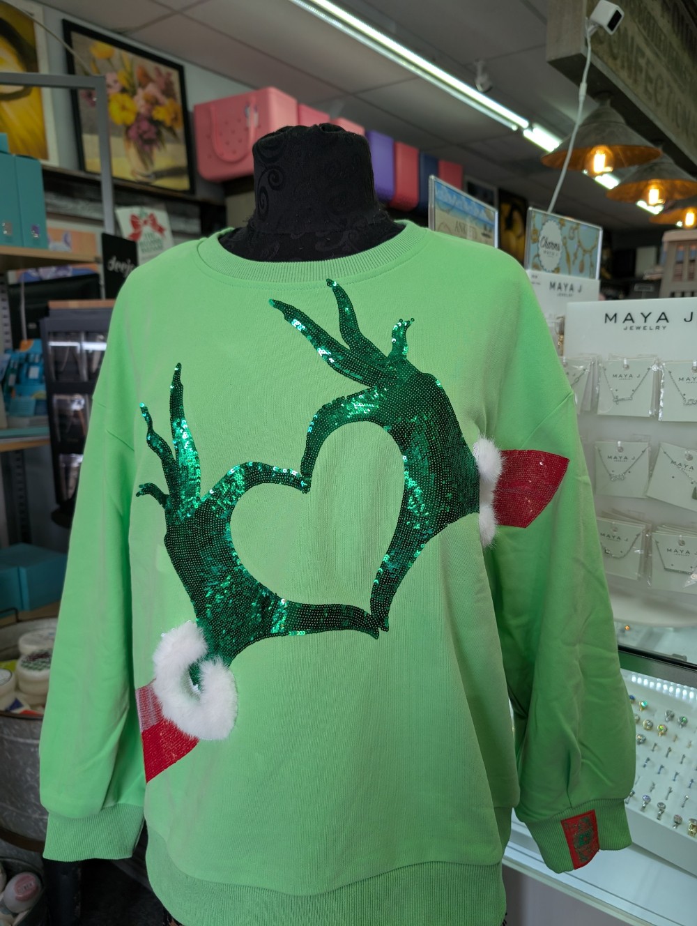 Queen of Sparkles -*Custom* Mulberry Layne  Grinch Hands Sweatshirt